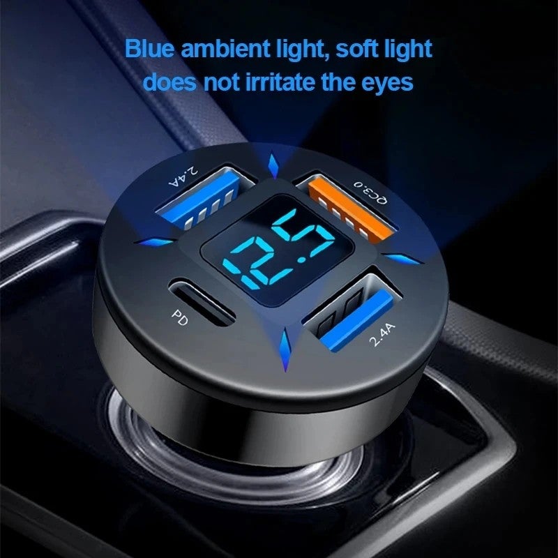 Bluejw 66W Car Charger, 4-Port USB A+USB C Quick Charge Cigarette Lighter Adapter, Fast Charging Automobile Charger for Smartphones - Image 5